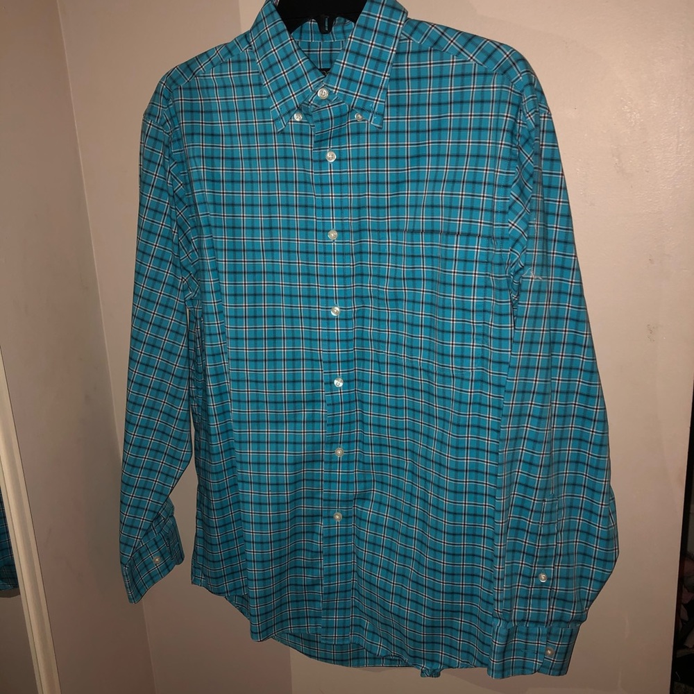 vibrant blue jos. a. bank dress shirt